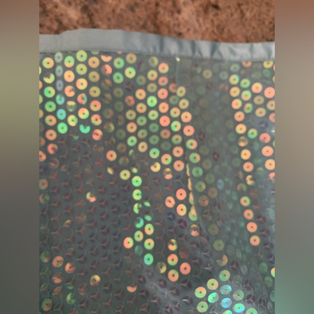 Vintage Mint Green Iridescent Sequin Knee Skirt Venezia Mermaid Vibe Aqua Sheen - Picture 10 of 12